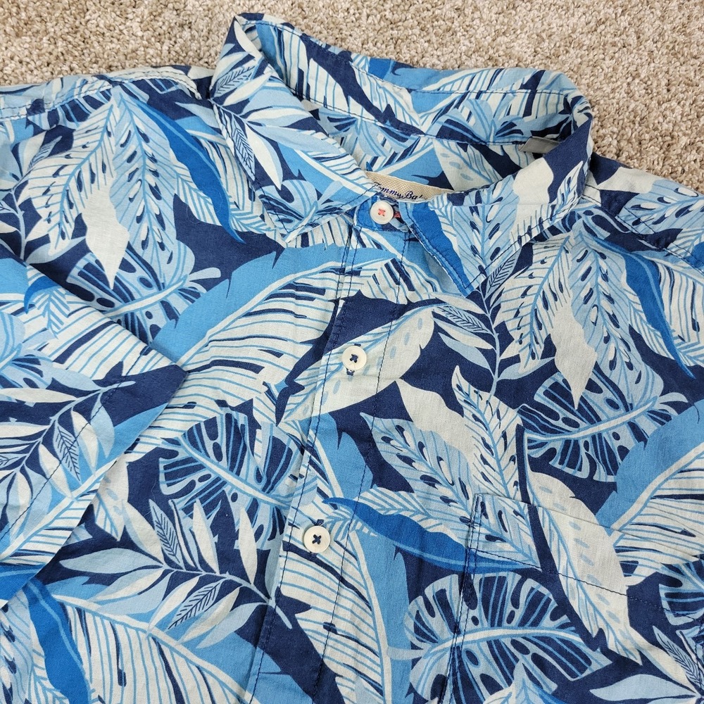 Tommy Bahama Mens 2XL Blue AOP Floral Hawaiian Short‎ Sleeve Linen Blend